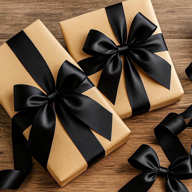 Fullive 1 1/2 Inch Black Ribbon, 30 Yards Black Ribbon for Gift Wrapping, Solid Polyester Satin Halloween Ribbons for Graduate Halloween Decorations DIY Hair Bows Floral Arrangements Wrapping Bouquet - Image 5